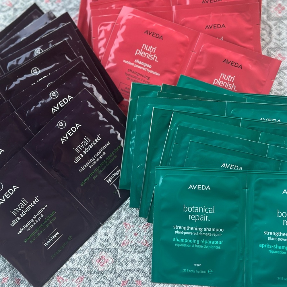 Aveda NutriPlenish, Invati, and Botanical Repair Sample Sets. 10each/30 total